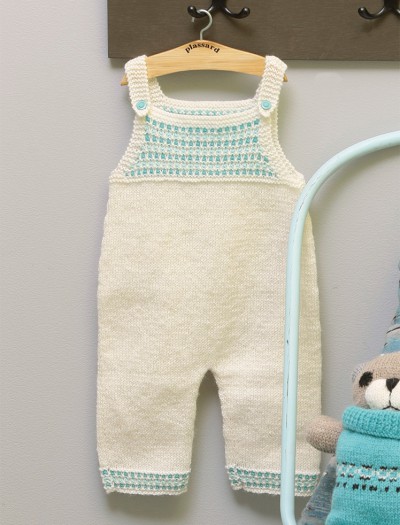 114/01 Salopette à point fantaisie en Plassard Caline et Plassard Layette Plus