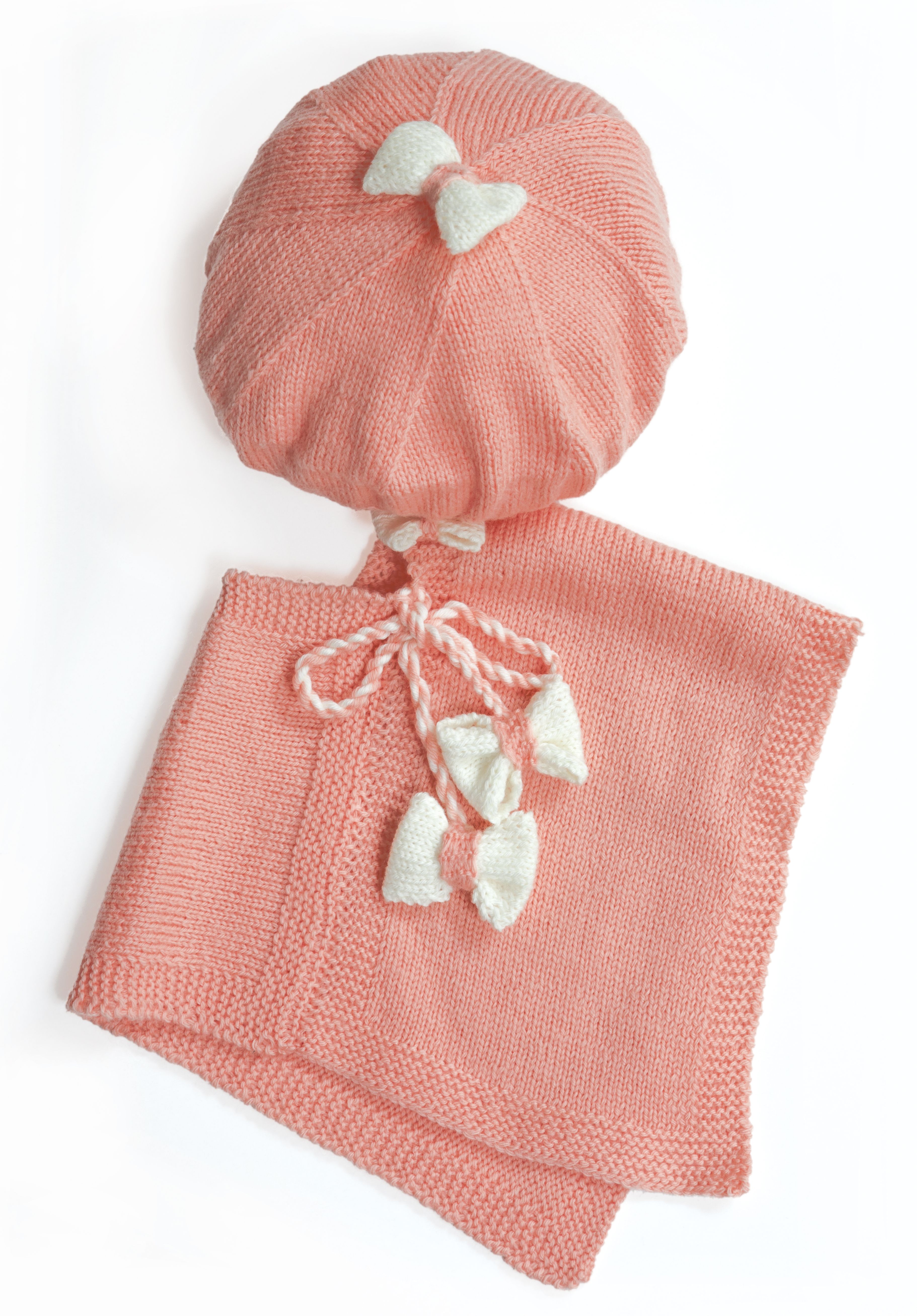 Poncho et béret en Laine Dmc 100% Baby