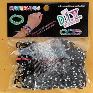 Fournitures pour bijoux en élastiques bicolores noir-blanc