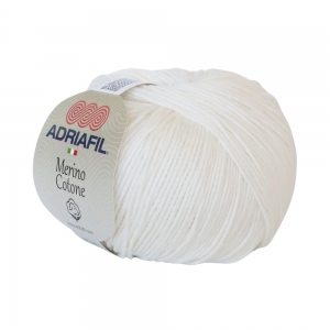 Adriafil Merino Cotone Pelote de 50 gr - Coloris 30 Blanc