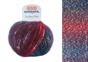 Adriafil Zucchero Filato Bicolor Pelote de 50 gr - Coloris 86 Pétrole/Bordeaux