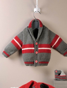 122/27 Gilet à col châle et rayures sport en Plassard Silence