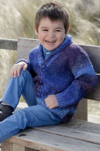 126/19 Gilet col châle en Plassard Planète