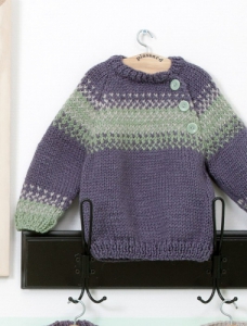 131/32 Pull jacquard à raglan boutonné en Plassard Basic