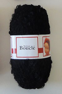 Laine mohair bouclée pour cheveux de poupées - Pelote de 50 gr - Noir