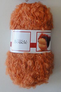 Laine mohair bouclée pour cheveux de poupées - Pelote de 50 gr - Roux