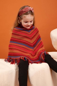 2566-02 Modèle Una Poncho à franges en Lang Yarns Atlantis