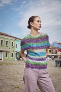 2591-001 Modèle Francine Pull sans manches en Lang Yarns Quattro Degradé