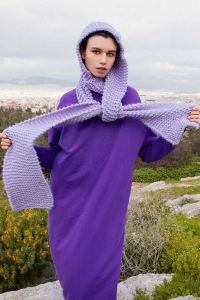 287-03 Modèle Celestial Écharpe à capuche en Wool Addicts by Lang Yarns Fire