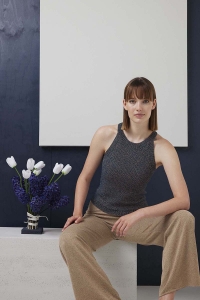 288-33 Modèle Blair Haut au crochet en Lang Yarns Lamé Soft