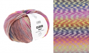Lang Yarns Cloud Funky - Pelote de 100 gr - Coloris 0023 Melon/Marine/Jaune/Mauve