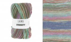Lang Yarns Eternity - Pelote de 100 gr - Coloris 0002 Vert/Pervenche/Rose/Noisette