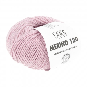 Lang Yarns Merino 120 - Pelote de 50 gr - Coloris 0151 Flamant/Blanc Mouliné