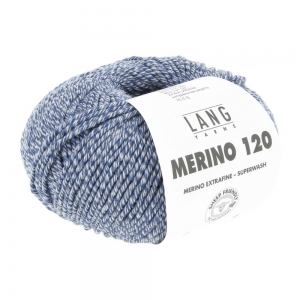 Lang Yarns Merino 120 - Pelote de 50 gr - Coloris 0153 Marine/Blanc Mouliné