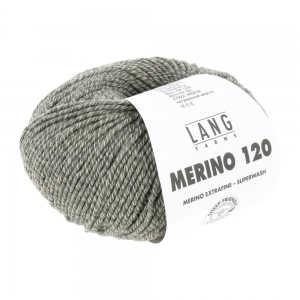 Lang Yarns Merino 120 - Pelote de 50 gr - Coloris 0155 Vert Forêt/Beige Mouliné