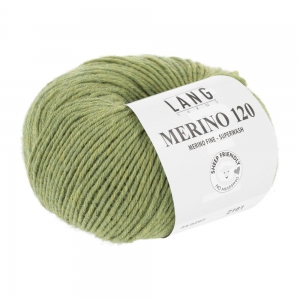 Lang Yarns Merino 120 - Pelote de 50 gr - Coloris 0297 Olive Clair Mélangé