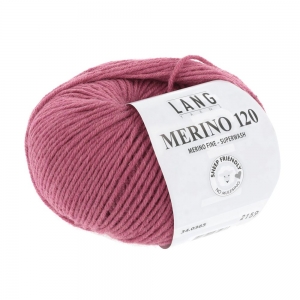 Lang Yarns Merino 120 - Pelote de 50 gr - Coloris 0365 Framboise Mélangé