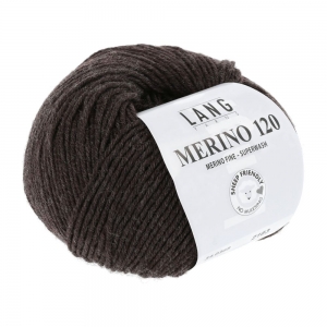 Lang Yarns Merino 120 - Pelote de 50 gr - Coloris 0368 Marron Foncé Mélangé