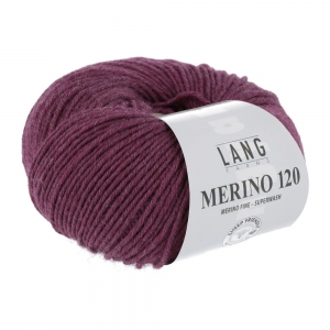 Lang Yarns Merino 120 - Pelote de 50 gr - Coloris 0566 Cyclamen Mélangé