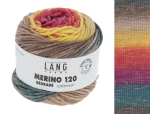 Lang Yarns Merino 120 Dégradé - Pelote de 50 gr - Coloris 0007 Arc En Ciel