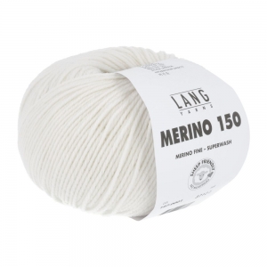 Lang Yarns Merino 150 - Pelote de 50 gr - Coloris 0001 Blanc