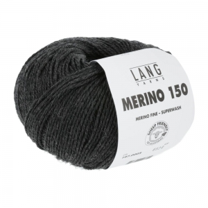 Lang Yarns Merino 150 - Pelote de 50 gr - Coloris 0005 Anthracite Mélangé