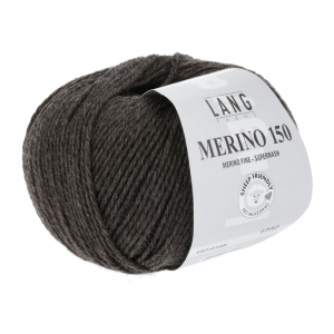 Lang Yarns Merino 150 - Pelote de 50 gr - Coloris 0168 Marron Foncé Mélangé