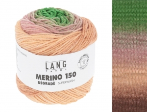 Lang Yarns Merino 150 Dégradé - Pelote de 50 gr - Coloris 0003 Vert/Bordeaux/Saumon