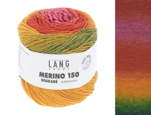 Lang Yarns Merino 150 Dégradé - Pelote de 50 gr - Coloris 0007 Rouge/Vert/Orange