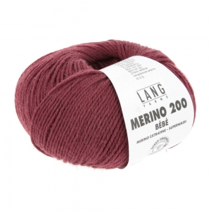 Lang Yarns Merino 200 Bebe - Pelote de 50 gr - Coloris 0361 Rouge Foncé
