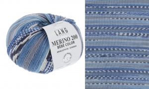 Lang Yarns Merino 200 Bébé Color - Pelote de 50 gr - Coloris 0333 Jeans/Gris