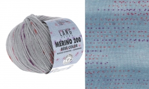 Lang Yarns Merino 200 Bébé Color - Pelote de 50 gr - Coloris 0361 Gris-Rouge