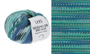 Lang Yarns Merino 200 Bébé Color - Pelote de 50 gr - Coloris 0373 Jade/Bleu