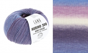 Lang Yarns Merino 200 Bébé Color - Pelote de 50 gr - Coloris 0550 Bleu/Viola
