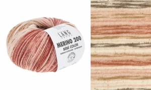 Lang Yarns Merino 200 Bebe Color - Pelote de 50 gr - Coloris 0601 Écru/Rose/Terracotta