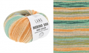 Lang Yarns Merino 200 Bebe Color - Pelote de 50 gr - Coloris 0604 Pétrole/Turquoise/Citrouille
