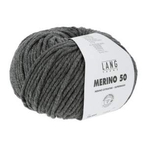 Lang Yarns Merino 50 - Pelote de 100 gr  - Coloris 0005 Gris Foncé Mélangé