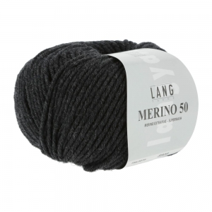 Lang Yarns Merino 50 - Pelote de 100 gr  - Coloris 0070 Anthracite Mélangé