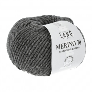 Lang Yarns Merino 70 - Pelote de 50 gr - Coloris 0005 Gris Foncé Mélangé