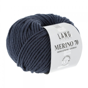 Lang Yarns Merino 70 - Pelote de 50 gr - Coloris 0010 Bleu Acier