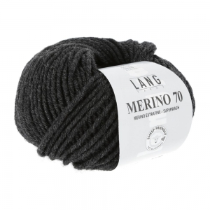 Lang Yarns Merino 70 - Pelote de 50 gr - Coloris 0070 Anthracite Mélangé