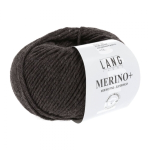 Lang Yarns Merino+ - Pelote de 50 gr - Coloris 0368 Marron Foncé Mélangé