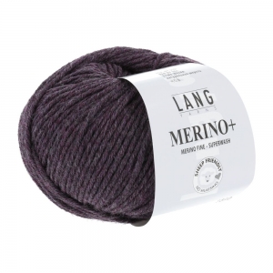 Lang Yarns Merino+ - Pelote de 50 gr - Coloris 0380 Aubergine Mélangé