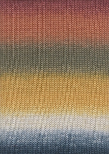 Lang Yarns Merino+ Color - Pelote de 100 gr - Coloris 0201 Bleu/Orange/Brique