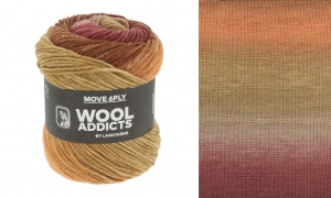 WoolAddicts by Lang Yarns Move 6 Ply - Pelote de 100 gr - Coloris 0002 Burgundy/Brass/Orange
