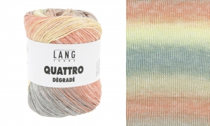 Lang Yarns Quattro Dégradé - Pelote de 100 gr - Coloris 0021 Jaune/Beige/Rouille