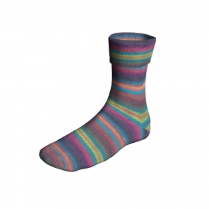 Lang Yarns Super Soxx Color 4-ply - Pelote de 100 gr - Coloris 0517 Fuchsia/Bleu/Lémon 1145 Night Fever