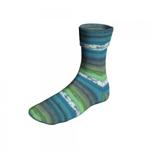 Lang Yarns Super Soxx Color 4-ply - Pelote de 100 gr - Coloris 0541 Vert/Pétrole 1149 Macha Cake