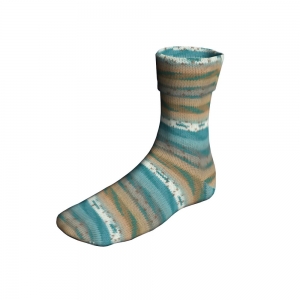 Lang Yarns Super Soxx Color 4-ply - Pelote de 100 gr - Coloris 0542 Pétrole/Marron 1149 Almond Cake