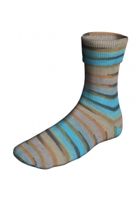 Lang Yarns Super Soxx Color 4-ply - Pelote de 100 gr - Coloris 0548 Bleu Clair/Marron 1150 Cerulean